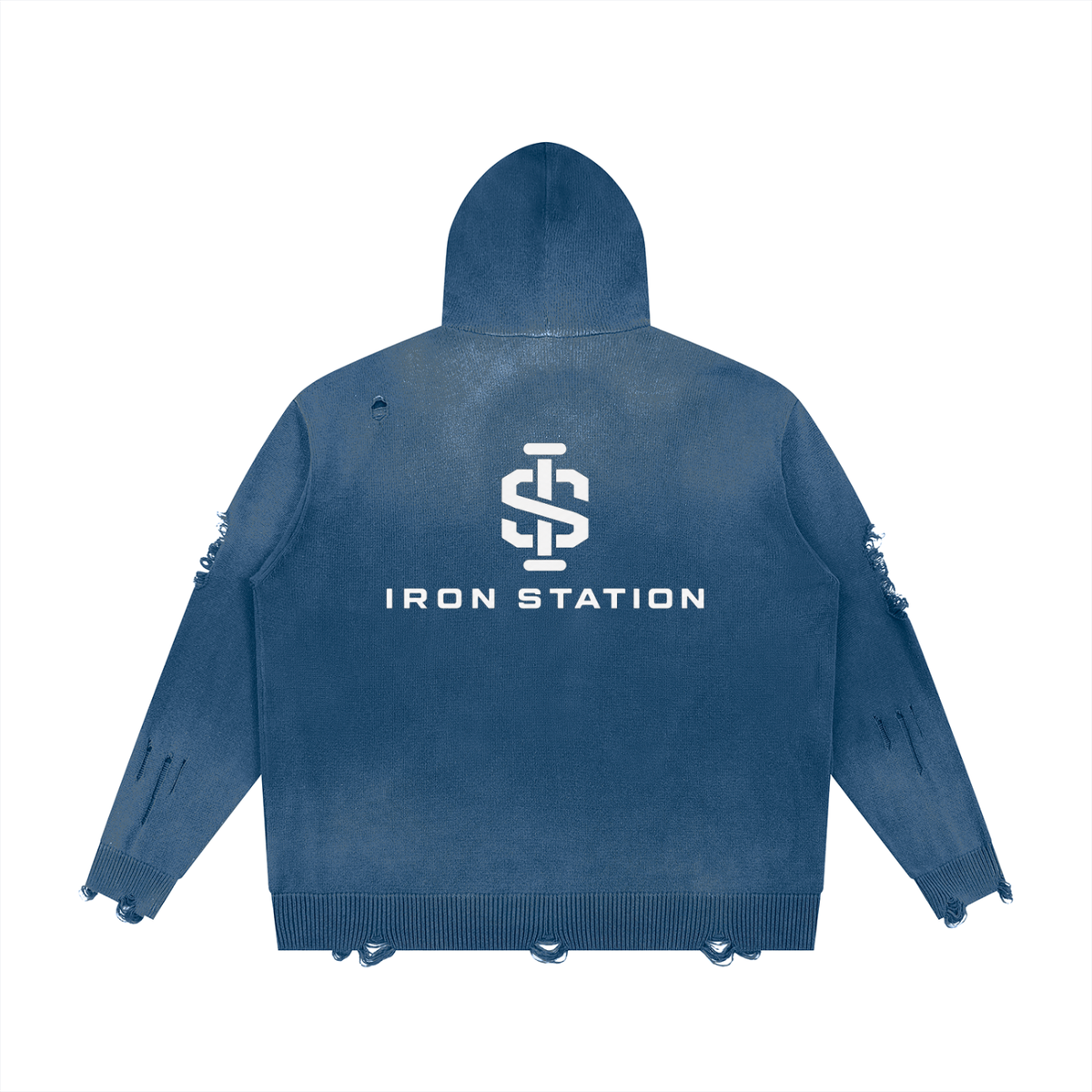 001 - "Iron Station" Distressed Zip-Up Jacket