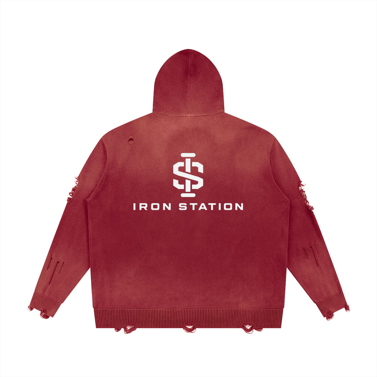 001 - "Iron Station" Distressed Zip-Up Jacket