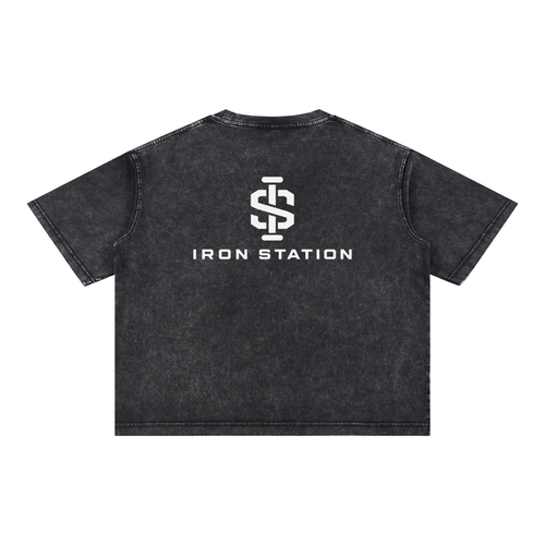 001 - "Iron Station" Mineral Wash Boxy Tee